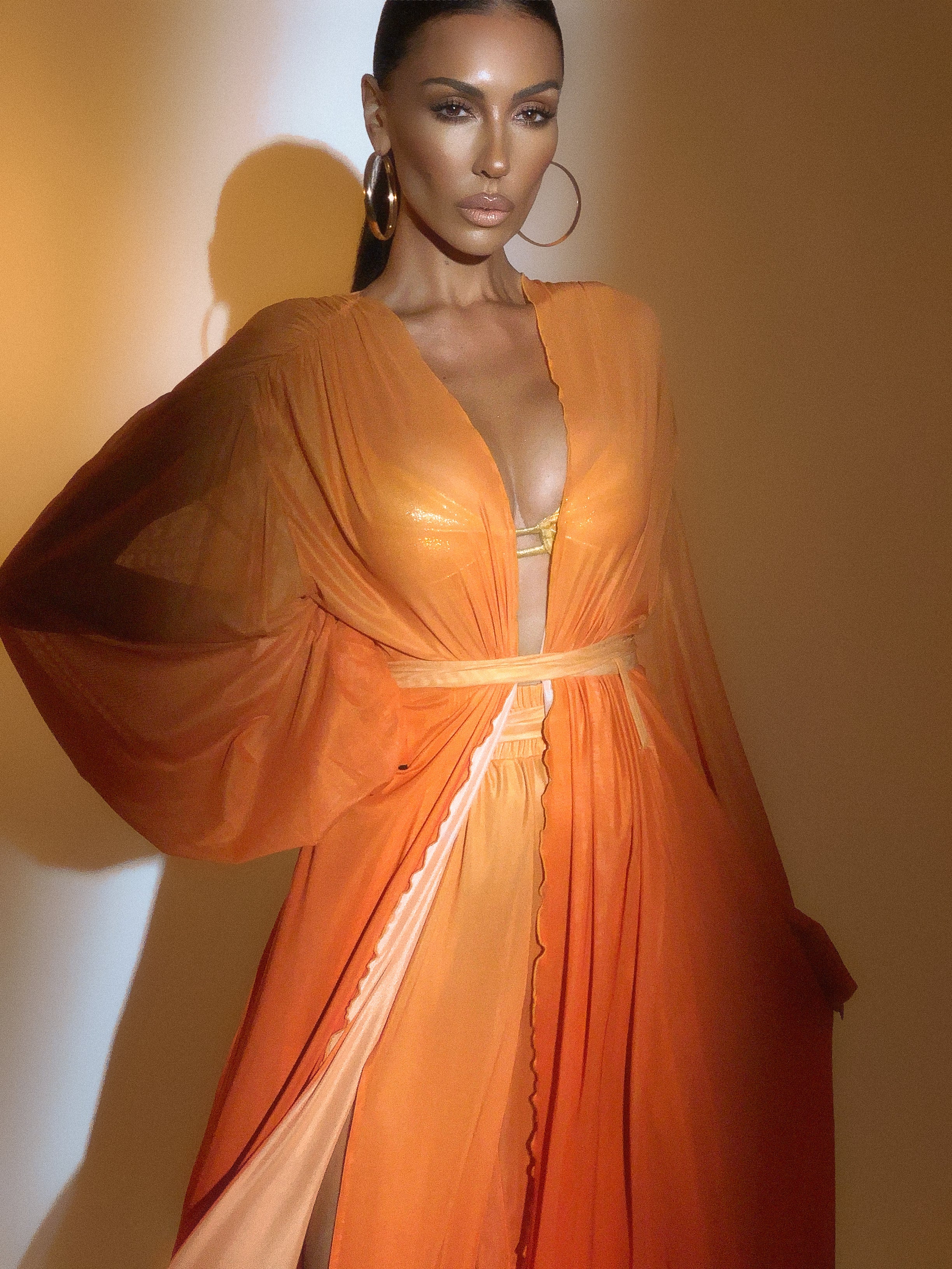 Pandora Sunset Gradient Bell-Sleeved Duster