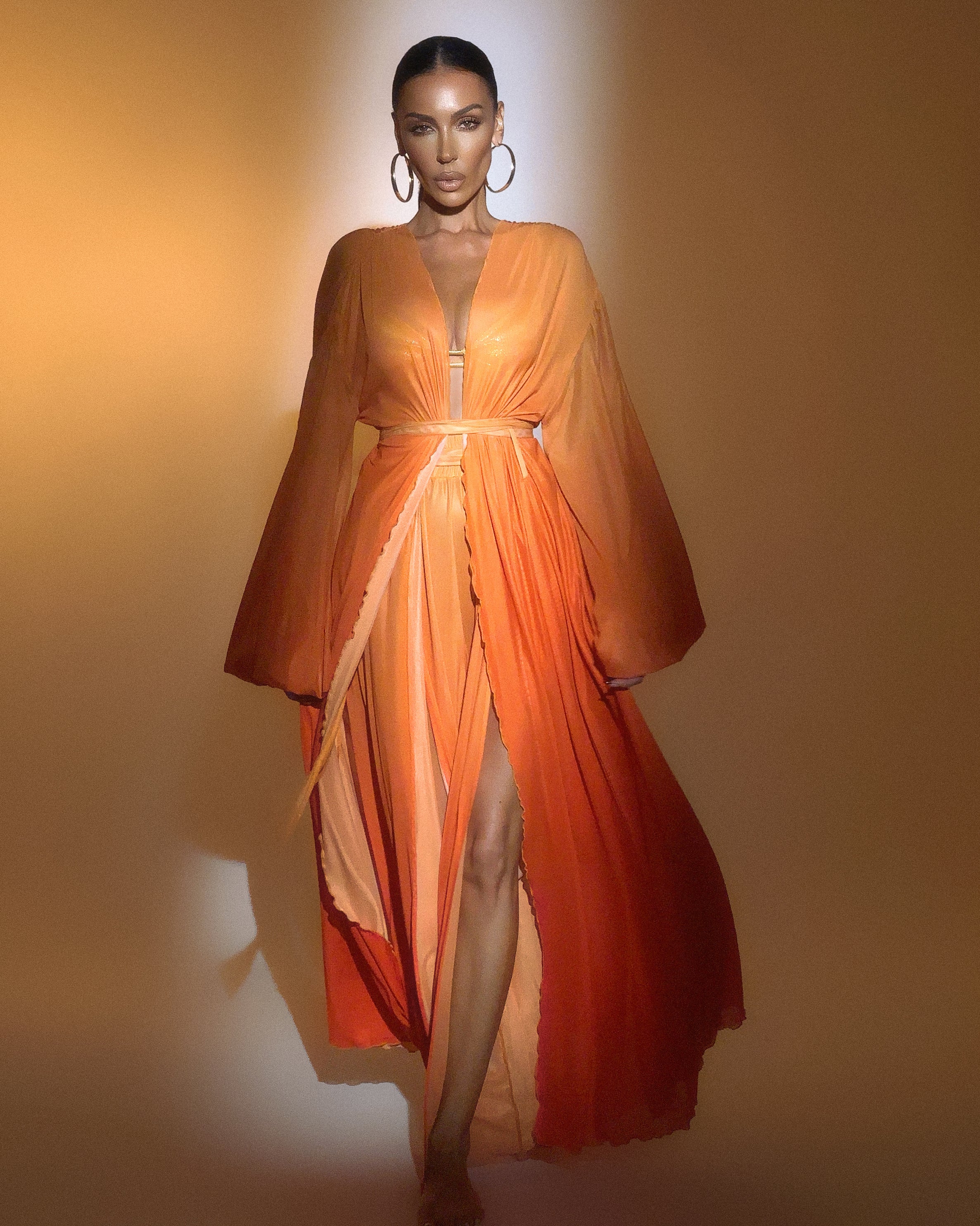 Pandora Sunset Gradient Bell-Sleeved Duster