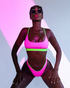 Jupiter Neon High-Waisted Bottoms (Reversible) - Bikini