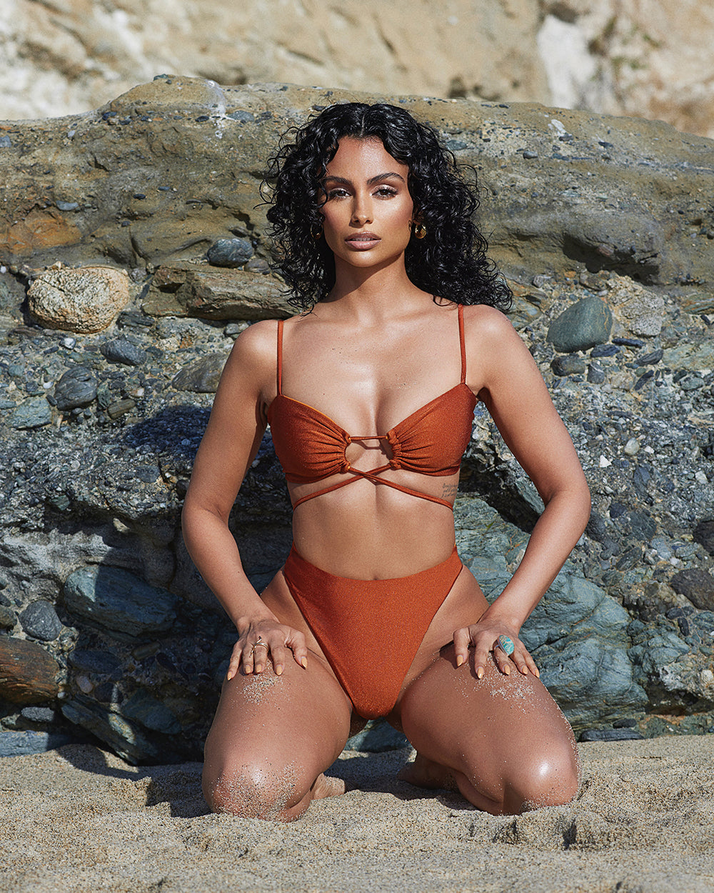 Nebula Bandeau Top (Reversible) - S / Shiny Amber/Matte