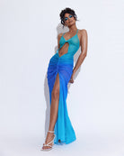 Andromeda Cut-out Maxi Dress (Blue-Gradient) - Dresses
