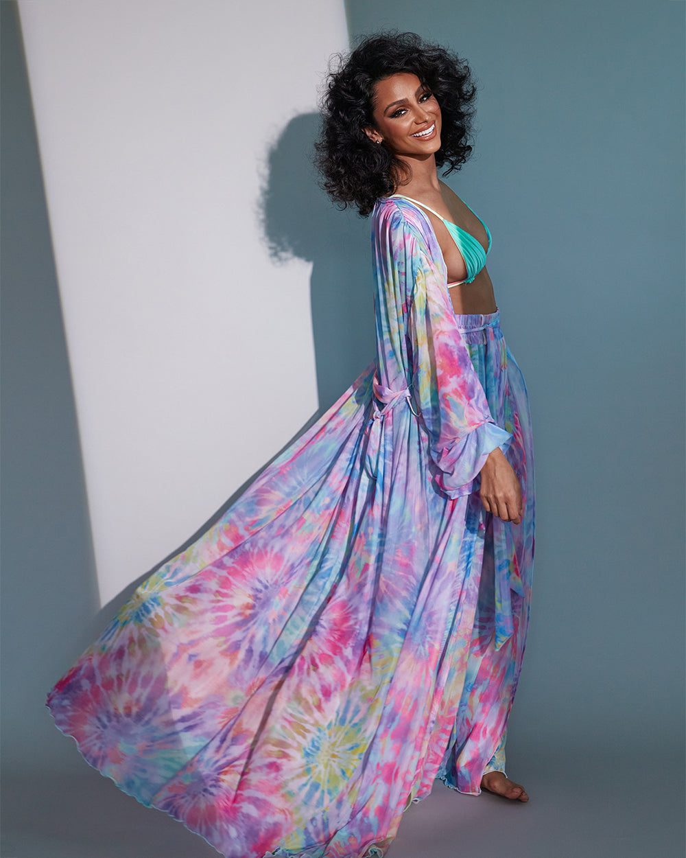 Pandora Bell-Sleeved Duster (Tie-Dye) - S / Tye Dye / Sheer