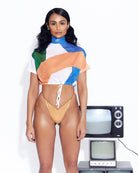 Xi Mock Neck Crop Top - XS / Infinity / top
