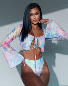 Proxima Bell Sleeved Crop Top Tie-Dye - S / Tye Dye /