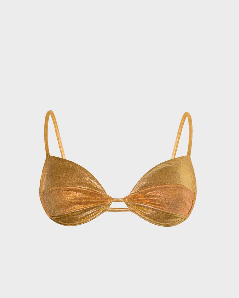 Neon Yellow Gold Micro Bikini With Clear Strap And Push Up Bra