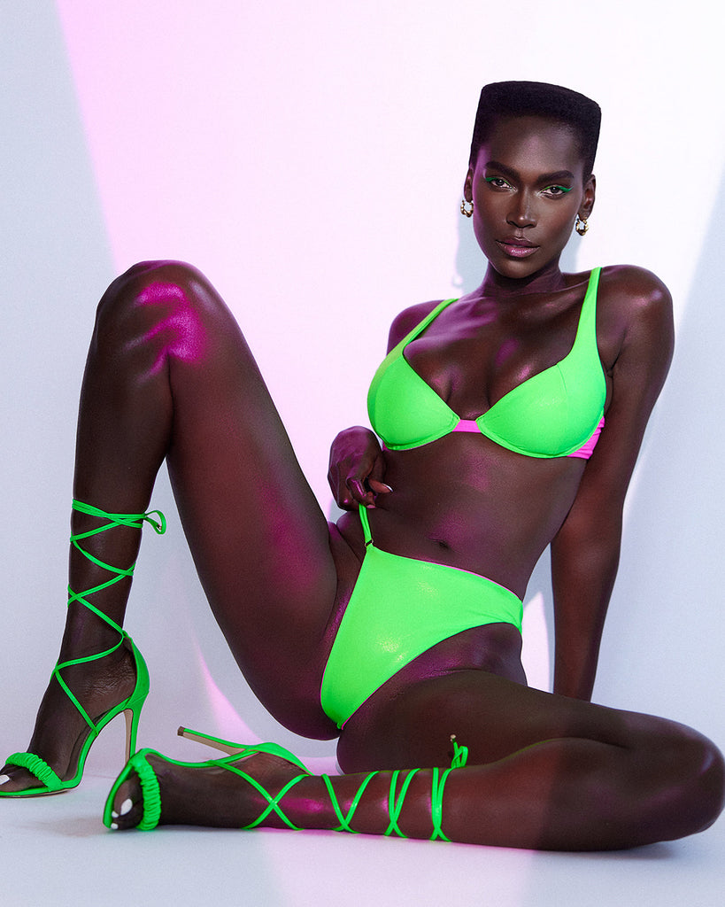 Gamma Neon Bra Top - S / Green/Pink / Bikini